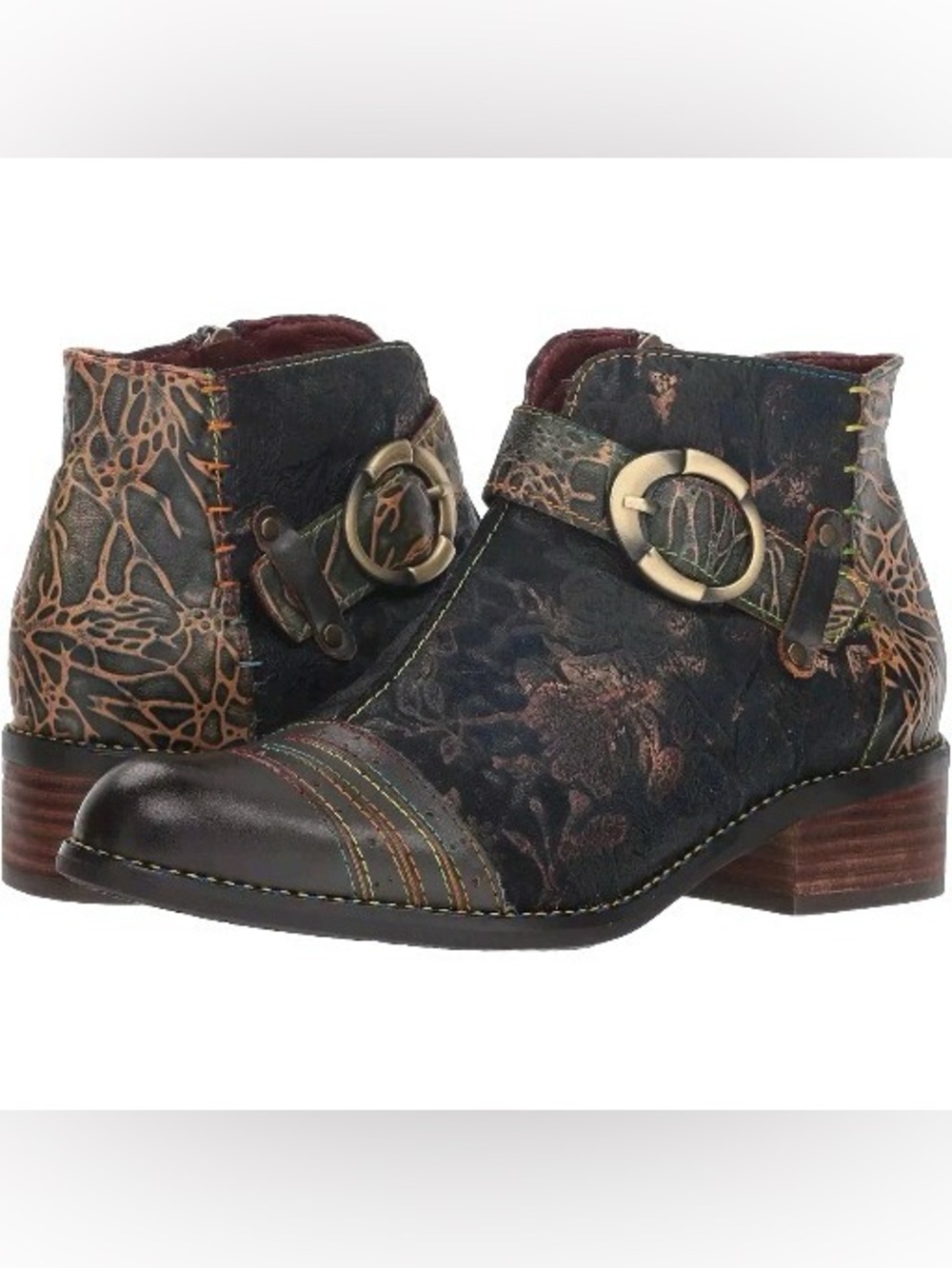 L'Artiste by Spring Step Georgiana Bootie EU 41 Black Western Boots Buckle Moto
